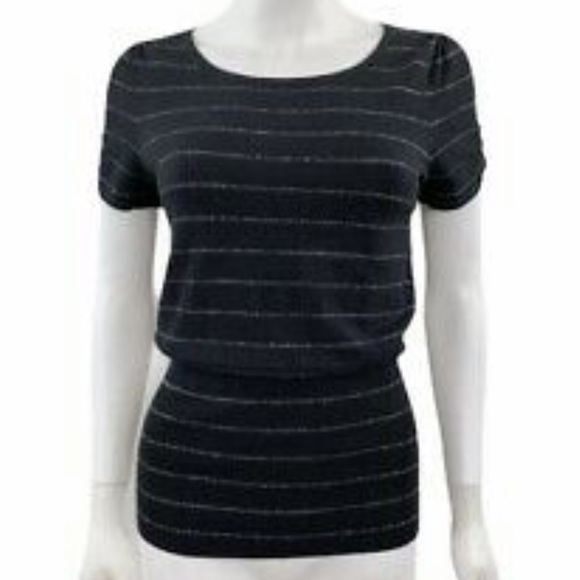 Express Black w/Glitter Stripe Short Sleeve - Picture 3 of 10